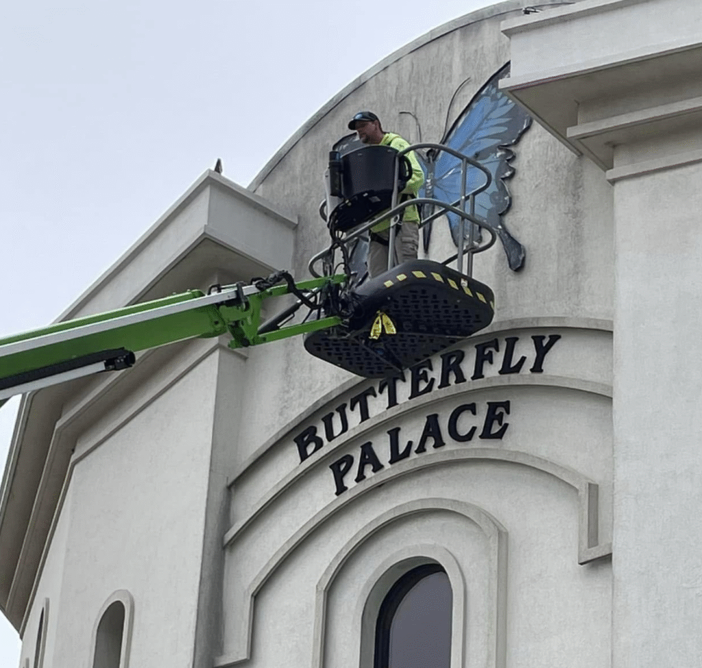 US Exterior hired by the Butterfly Palace for service on their building.