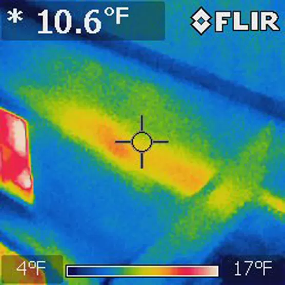 As part of our advanced diagnostic service, we use a Flir to detect areas of leakage.
