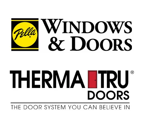 Pella windows and doors, and ThermaTru Doors logos